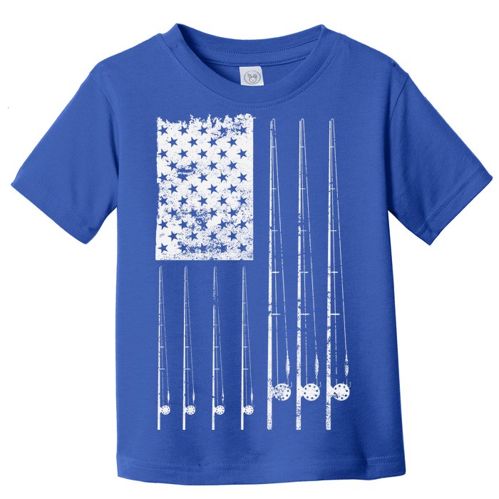 Patriotic Fishing American Flag Toddler T-Shirt