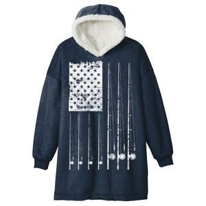 Patriotic Fishing American Flag Hooded Wearable Blanket