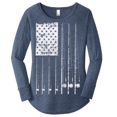 Patriotic Fishing American Flag Women's Perfect Tri Tunic Long Sleeve Shirt