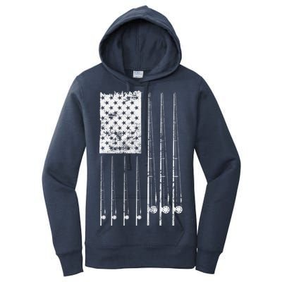 Patriotic Fishing American Flag Women's Pullover Hoodie