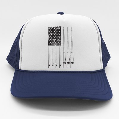 Patriotic Fishing American Flag Trucker Hat