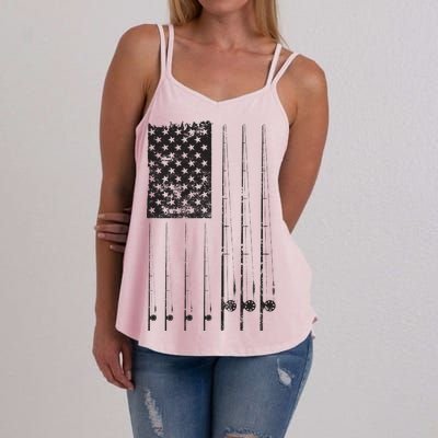 Patriotic Fishing American Flag Women's Strappy Tank