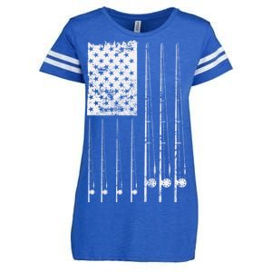 Patriotic Fishing American Flag Enza Ladies Jersey Football T-Shirt