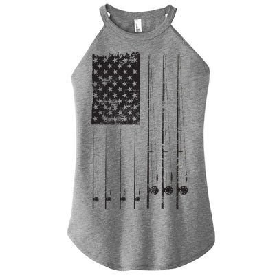 Patriotic Fishing American Flag Women's Perfect Tri Rocker Tank