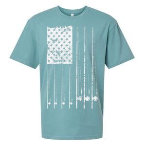 Patriotic Fishing American Flag Sueded Cloud Jersey T-Shirt