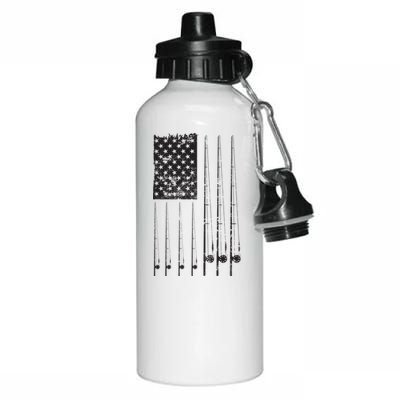 Patriotic Fishing American Flag Aluminum Water Bottle