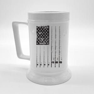 Patriotic Fishing American Flag Beer Stein