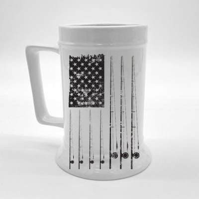 Patriotic Fishing American Flag Beer Stein