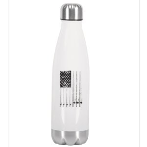 Patriotic Fishing American Flag Stainless Steel Insulated Water Bottle