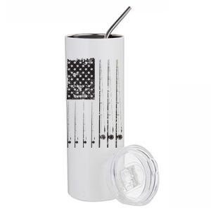 Patriotic Fishing American Flag Stainless Steel Tumbler