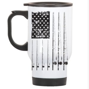 Patriotic Fishing American Flag Stainless Steel Travel Mug