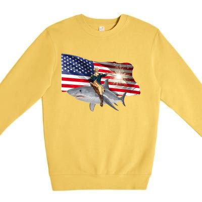 Patriotic George Washington On A Shark Premium Crewneck Sweatshirt