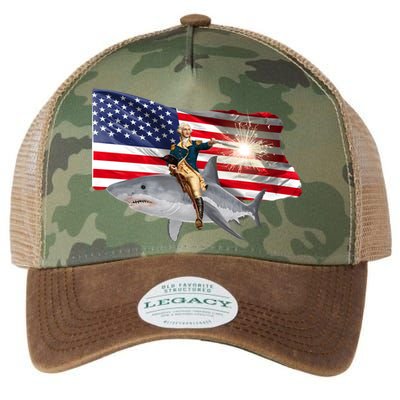 Patriotic George Washington On A Shark Legacy Tie Dye Trucker Hat