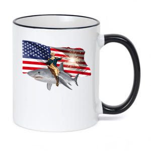 Patriotic George Washington On A Shark 11oz Black Color Changing Mug