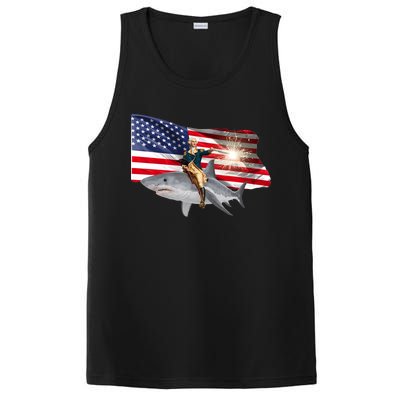 Patriotic George Washington On A Shark PosiCharge Competitor Tank