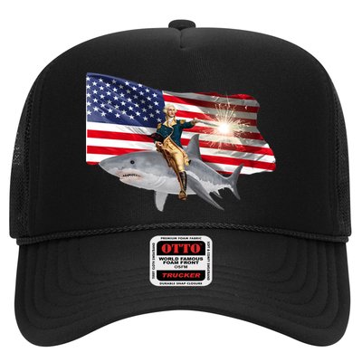 Patriotic George Washington On A Shark Trucker Hat
