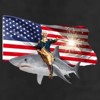 Patriotic George Washington On A Shark Hat