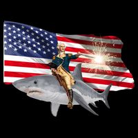 Patriotic George Washington On A Shark Cropped Pullover Crew