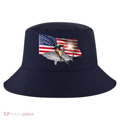 Patriotic George Washington On A Shark Cool Comfort Performance Bucket Hat