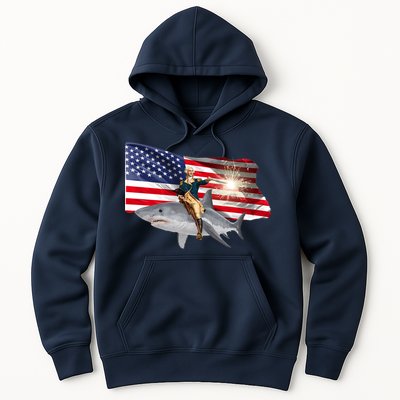 Patriotic George Washington On A Shark Hoodie
