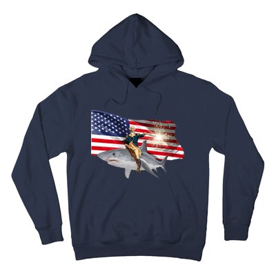 Patriotic George Washington On A Shark Hoodie