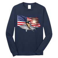 Patriotic George Washington On A Shark Long Sleeve Shirt