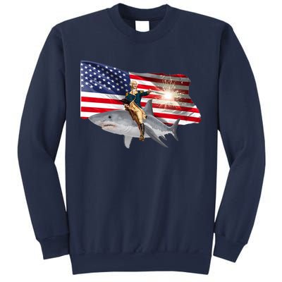 Patriotic George Washington On A Shark Sweatshirt