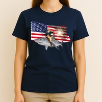 Patriotic George Washington On A Shark T-Shirt