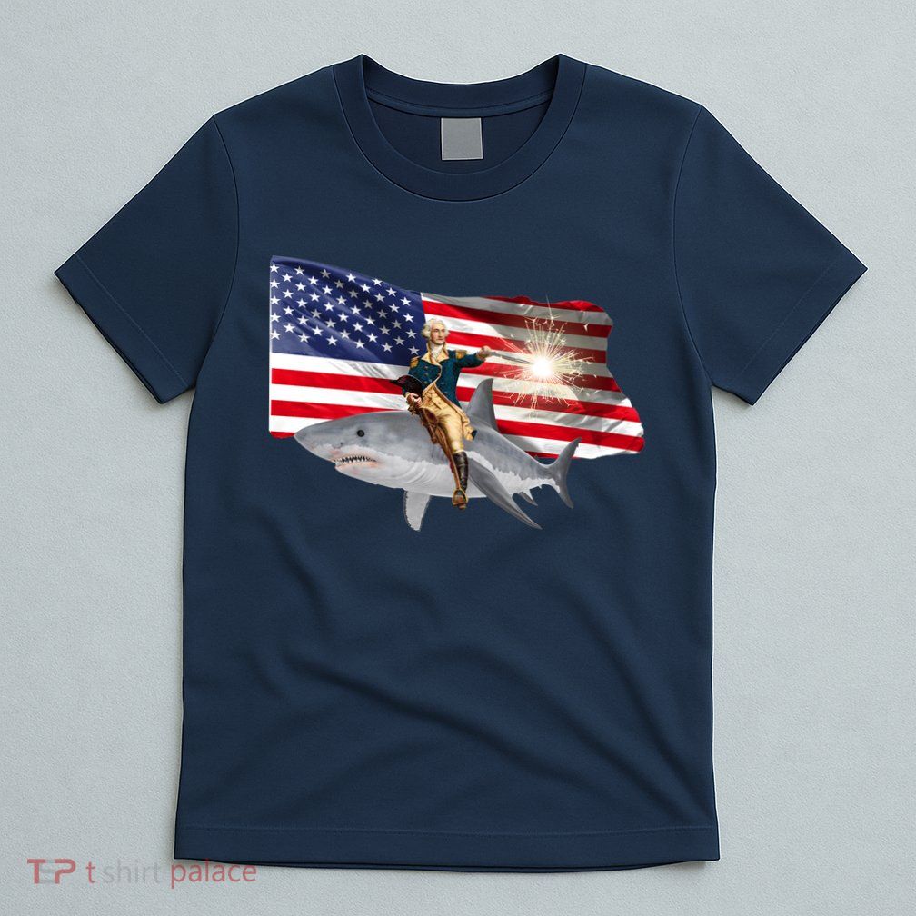 Patriotic George Washington On A Shark T-Shirt