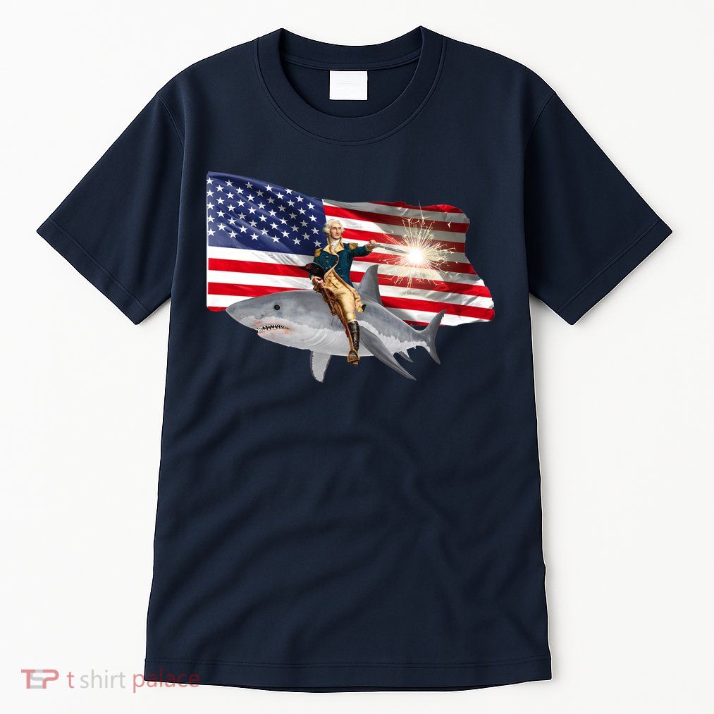 Patriotic George Washington On A Shark Tall T-Shirt