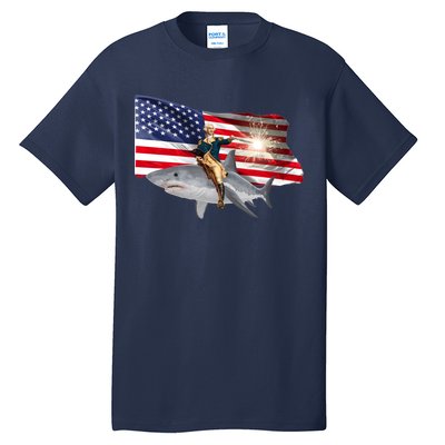 Patriotic George Washington On A Shark Tall T-Shirt