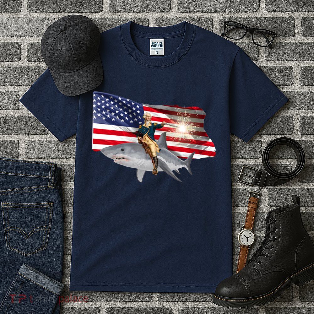 Patriotic George Washington On A Shark Tall T-Shirt