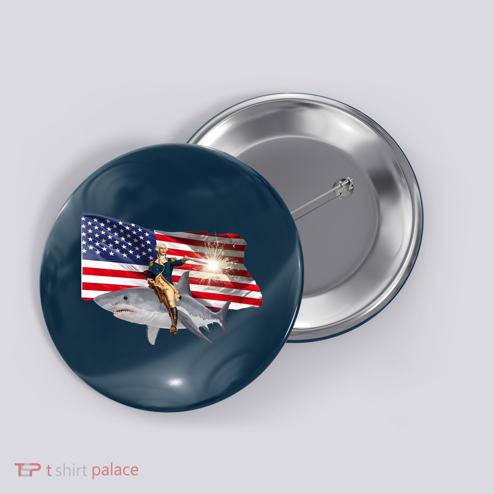 Patriotic George Washington On A Shark Button