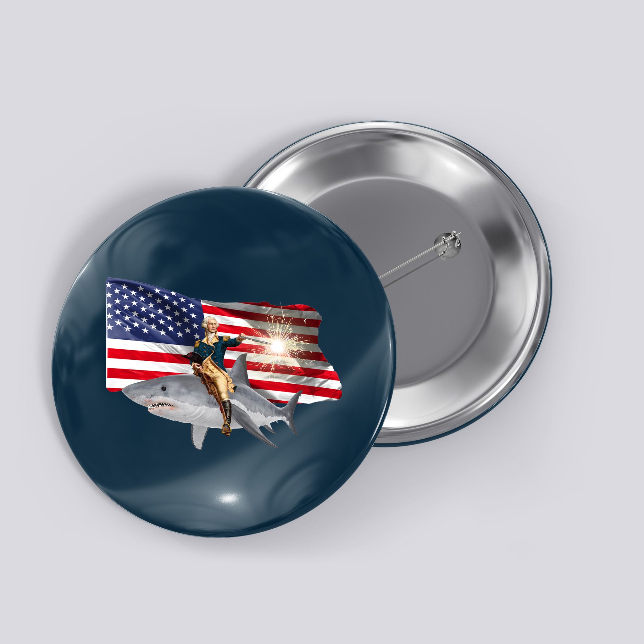 Patriotic George Washington On A Shark Button
