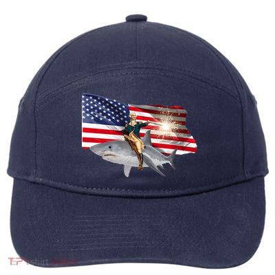 Patriotic George Washington On A Shark 7-Panel Snapback Hat