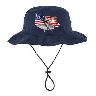 Patriotic George Washington On A Shark Legacy Cool Fit Booney Bucket Hat