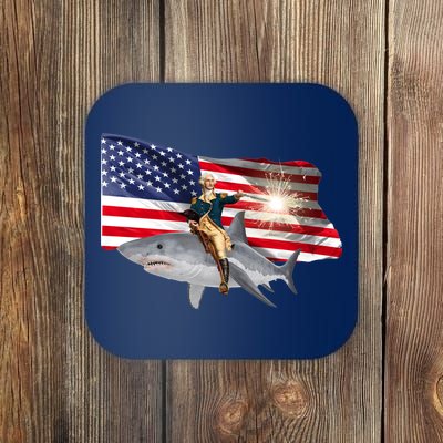 Patriotic George Washington On A Shark Coaster