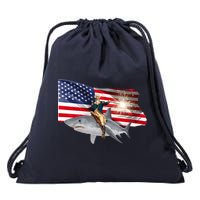 Patriotic George Washington On A Shark Drawstring Bag