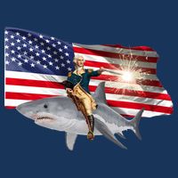 Patriotic George Washington On A Shark Drawstring Bag