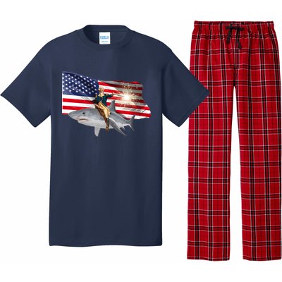 Patriotic George Washington On A Shark Pajama Set