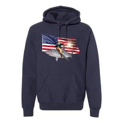 Patriotic George Washington On A Shark Premium Hoodie