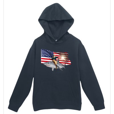 Patriotic George Washington On A Shark Urban Pullover Hoodie