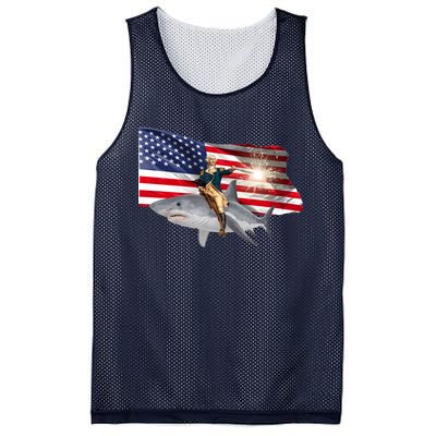 Patriotic George Washington On A Shark Mesh Reversible Basketball Jersey Tank