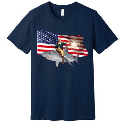 Patriotic George Washington On A Shark Premium T-Shirt