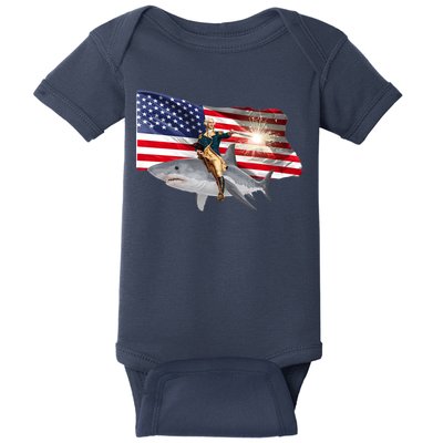Patriotic George Washington On A Shark Baby Bodysuit
