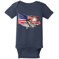 Patriotic George Washington On A Shark Baby Bodysuit