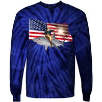 Patriotic George Washington On A Shark Tie-Dye Long Sleeve Shirt