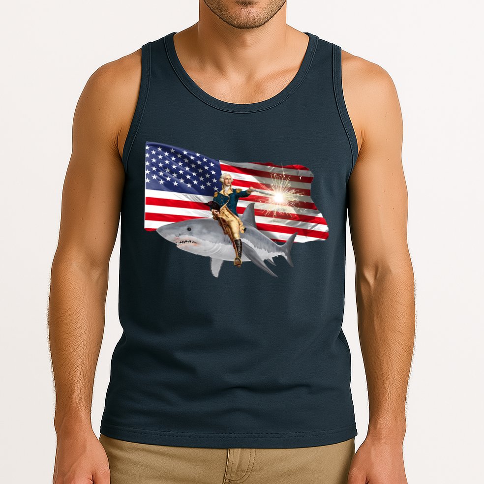 Patriotic George Washington On A Shark Tank Top