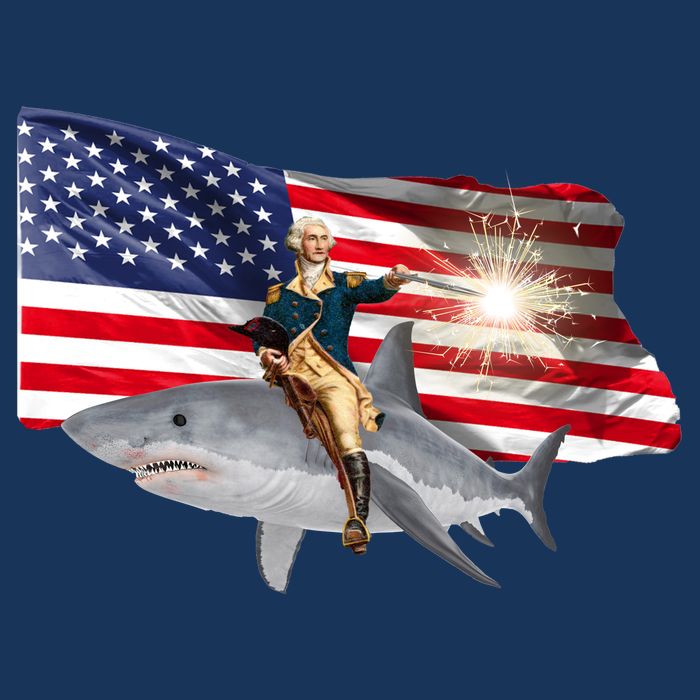 Patriotic George Washington On A Shark Short Acrylic Beanie