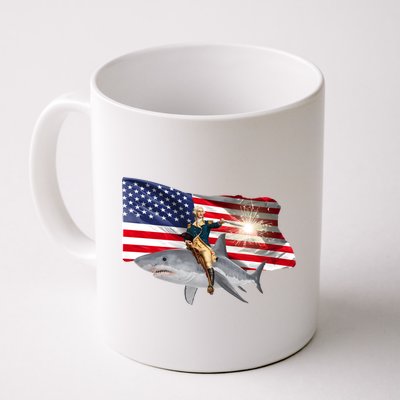 Patriotic George Washington On A Shark Coffee Mug